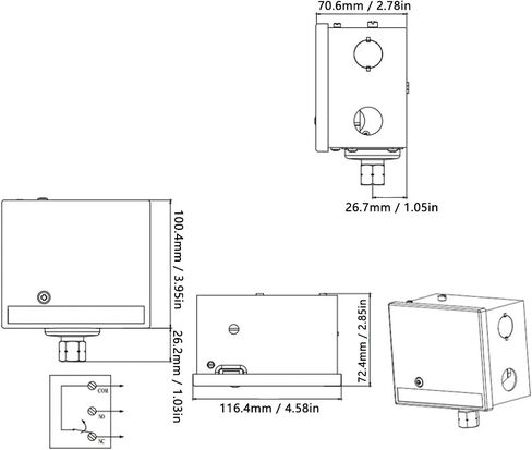 مفتاح وحدة تحكم الضغط ، وحدة تحكم الضغط لبرج ماء الغلاية 225psi NPT1/4-18 الخيط ، SPDT LF56 نقطة التحكم in Saudi Arabia