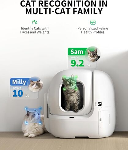 Petkit 2025 New New Automatic Cat Sterter Box مزيل الرائحة ثنائية الاتجاه و 20 أكياس القمامة ، والتحكم في تطبيق القمامة القمامة من التنظيف الذاتي مع حصيرة داخلية مضادة للخلع ، والتكامل الحقيقي والهيكل in Kuwait