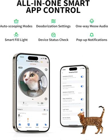 Petkit 2025 New New Automatic Cat Sterter Box مزيل الرائحة ثنائية الاتجاه و 20 أكياس القمامة ، والتحكم في تطبيق القمامة القمامة من التنظيف الذاتي مع حصيرة داخلية مضادة للخلع ، والتكامل الحقيقي والهيكل in Kuwait
