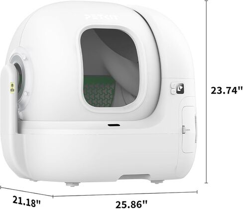 Petkit 2025 New New Automatic Cat Sterter Box مزيل الرائحة ثنائية الاتجاه و 20 أكياس القمامة ، والتحكم في تطبيق القمامة القمامة من التنظيف الذاتي مع حصيرة داخلية مضادة للخلع ، والتكامل الحقيقي والهيكل in Kuwait
