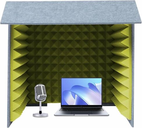 Square Sound Isolation Shield, Portable Desktop Recording Booth with Acoustic Foam Panels, Noise Reduction Vocal Enclosure for Podcast Voiceover Streaming in Kuwait