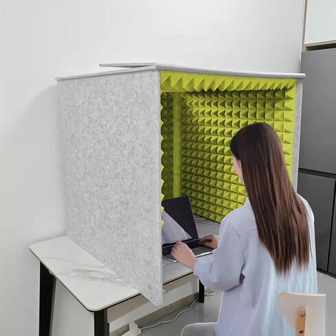 Square Sound Isolation Shield, Portable Desktop Recording Booth with Acoustic Foam Panels, Noise Reduction Vocal Enclosure for Podcast Voiceover Streaming in Kuwait