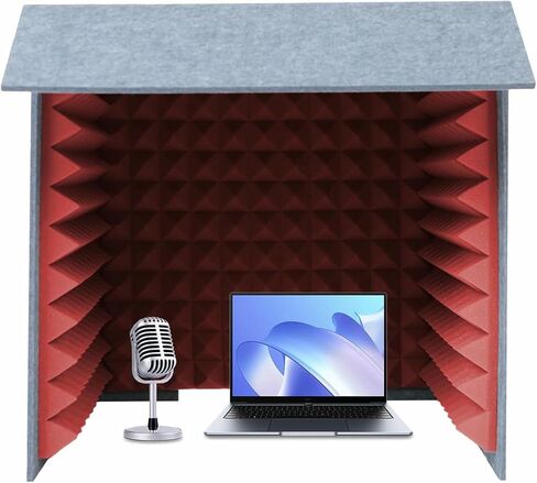 Square Sound Isolation Shield, Portable Desktop Recording Booth with Acoustic Foam Panels, Noise Reduction Vocal Enclosure for Podcast Voiceover Streaming in Kuwait