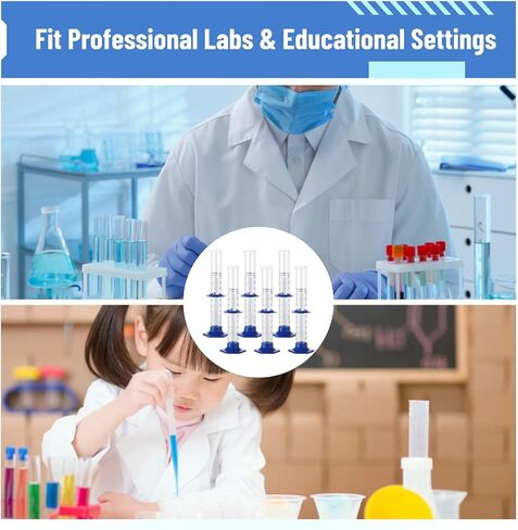 6 Pcs Thick Glass Graduated Cylinder, 100ml Measuring Cylinder with Base and Movable Marker, Lab Test Measuring Glassware for Home and School Science in Saudi Arabia