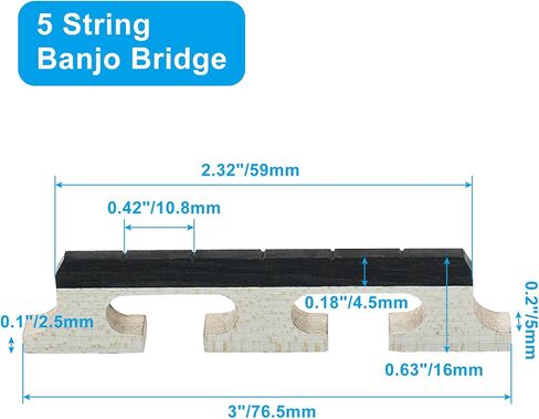 Zorfeter 2Pcs 5-String Banjo Bridge, Ebony Maple Banjolele Bridges, Universal Fit Banjo Parts Replacement in Saudi Arabia