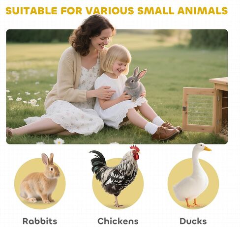 Pawhut 90.5 "خشب الأرنب القفص الأرنب Bunny Cage Pet Playpen Playpen House مع صناديق تشغيل جانبية مزدوجة ، لا صينية تسرب ، منحدر ، لخنازير غينيا والحيوانات الصغيرة ، أبيض in Kuwait