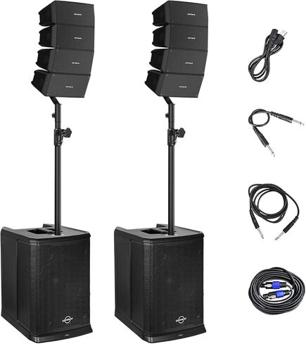 LOTAWAY GWS-044 12-Inch Line Array Speaker System with Bluetooth TWS USB XLR Input, 3600W Stereo PA Systems Include 2 Subwoofer and 2 DJ Speakers Set for Gigs,Parties,Weddings,Clubs in Saudi Arabia