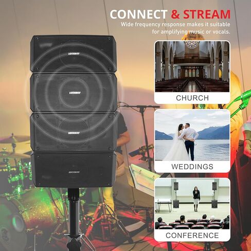 LOTAWAY GWS-044 12-Inch Line Array Speaker System with Bluetooth TWS USB XLR Input, 3600W Stereo PA Systems Include 2 Subwoofer and 2 DJ Speakers Set for Gigs,Parties,Weddings,Clubs in Saudi Arabia