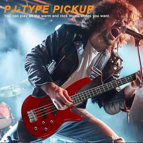 Ktaxon Electric Bass Guitar 4 Guitar String Bass With 20 Watt Amplifier ، PJ Type Pickup ، رقبة القيقب المجففة الطبيعية ، فليركوود خشب الورد ، جسم Basswood (الأزرق) in Kuwait