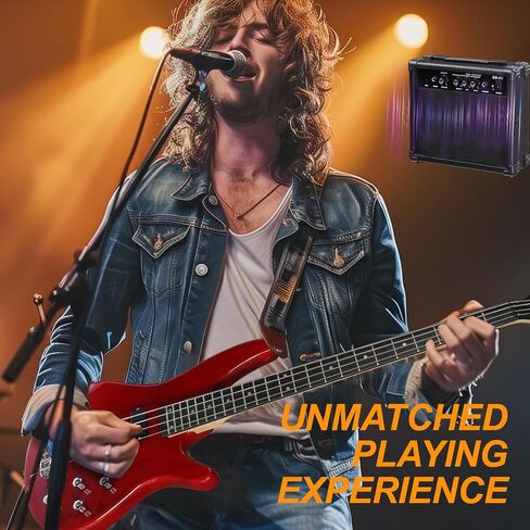 Ktaxon Electric Bass Guitar 4 Guitar String Bass With 20 Watt Amplifier ، PJ Type Pickup ، رقبة القيقب المجففة الطبيعية ، فليركوود خشب الورد ، جسم Basswood (الأزرق) in Kuwait