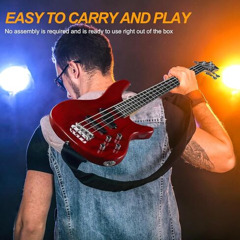 Ktaxon Electric Bass Guitar 4 Guitar String Bass With 20 Watt Amplifier ، PJ Type Pickup ، رقبة القيقب المجففة الطبيعية ، فليركوود خشب الورد ، جسم Basswood (الأزرق) in Kuwait
