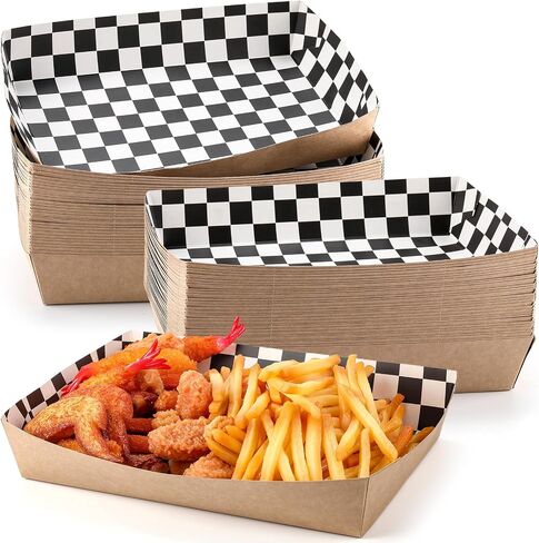 Red Red White Checkerboard Paper Mutrays 5 LB Hight Duty Kraft Paper Food Food Boats 10.2 × 7.1 × 2 بوصة in Kuwait