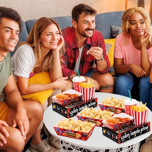 36 مجموعات فيلم ليلي للوجبات الخفيفة صناديق الفشار صناديق الفشار من الورق المقوى حاويات صواني الطعام لزخارف الحفلات المسرحية (ليلة فيلم) in Saudi Arabia