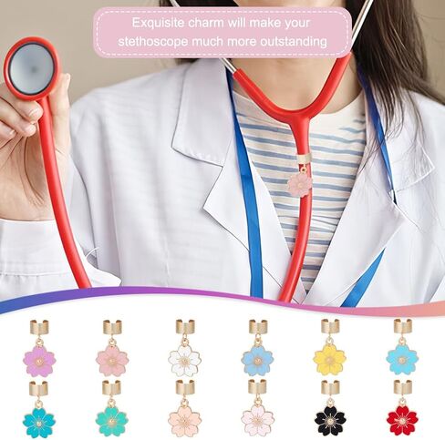 Olycraft 12pcs Pink Bowknot Metethoscope Charms 0.6 ~ 1 بوصة سبيكة المينا سماعة سماعة سماعة المعرف سمح السحر سمات الطبيب للمساعد الطبي للممرضة الطبيب in Saudi Arabia