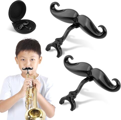 2 Pack Clip-On Mustache for Trumpets and Trombones, Mustache Clip for Trumpet Mouthpiece includes Protective Case, Fits All Small Shank Mouthpieces in Saudi Arabia