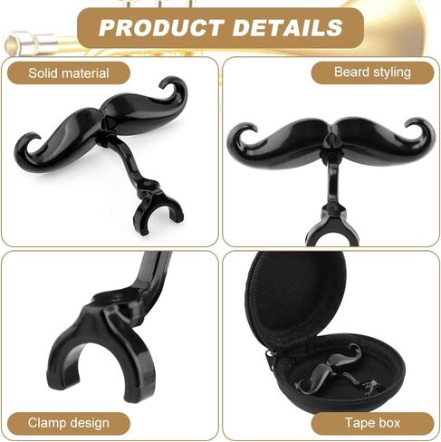2 Pack Clip-On Mustache for Trumpets and Trombones, Mustache Clip for Trumpet Mouthpiece includes Protective Case, Fits All Small Shank Mouthpieces in Saudi Arabia