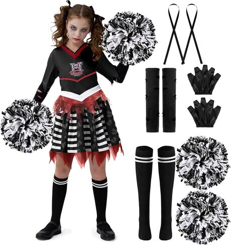 Spooktacular Creations Kids Halloween Cheerleader Costume, Zombie Cheerless Costume for Girls, Dead Cheer Outfit Toddlers in Saudi Arabia