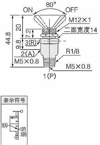 صمام العادم الميكانيكي الهوائي TAC2-3V 2 الموضع 3 طريقة M5 أنثى 1/8 تبديل خيط الذك in Saudi Arabia