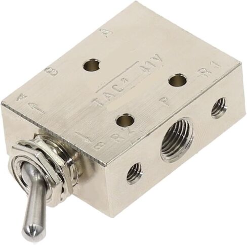 TAC2-41V Exhaust Valve 2 Position 5Way 1/8" Self-locking Toggle Lever Mechanical Valve Pneumatic Valve Switch W Fittings Muffler 1Pcs ﻿(TAC2-41V-PC4MM) in Saudi Arabia