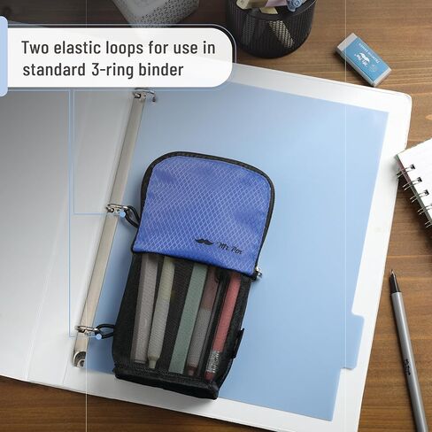 Mr. Pen- Cute Pencil Case Pouch, Sit & Lay Mesh-View Design, Black & Gray, Interior Pocket & 2 Elastic Binder Loops, Standing Pencil Case for Girls and Boys in Kuwait