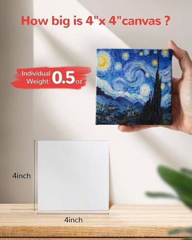 Small Canvas Boards for Painting 56Pcs of 5x5, 6x6, 8x8, 10x10 inch Flat Square Canvas Panels for Kids, 100% Cotton White Acrylic Watercolor Paint in Saudi Arabia