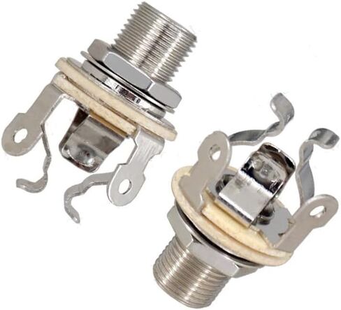 2 Pack Guitar input jack,1/4" Full-contact Output Jack,Brass Multi-Contact,Dual Tension Grounds&Dual Positive Tips for Optimal SignalTone&Lowest Possible Noise for Guitar/Bass(Silvery) in Kuwait