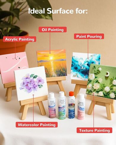 Small Canvas Boards for Painting 56Pcs of 5x5, 6x6, 8x8, 10x10 inch Flat Square Canvas Panels for Kids, 100% Cotton White Acrylic Watercolor Paint in Saudi Arabia