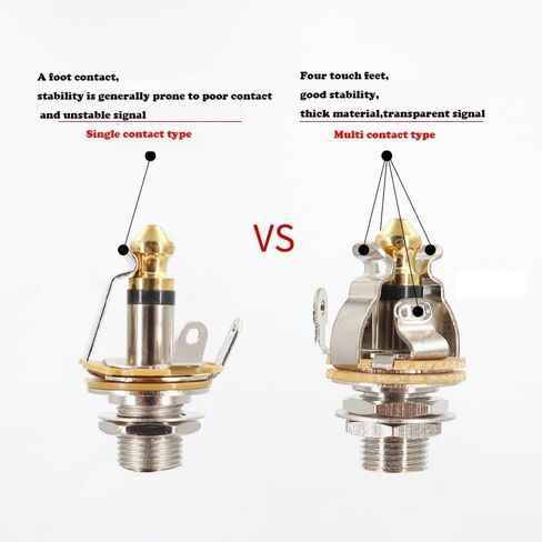 2 Pack Guitar input jack,1/4" Full-contact Output Jack,Brass Multi-Contact,Dual Tension Grounds&Dual Positive Tips for Optimal SignalTone&Lowest Possible Noise for Guitar/Bass(Silvery) in Saudi Arabia