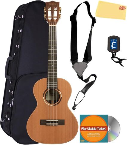 Kala KA-BE Mahogany Baritone Acoustic-Electric Ukulele with Hard Case, Strap, Tuner, Austin Bazaar Instructional DVD, and Polishing Cloth in Kuwait