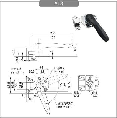 Mechanical Equipment for Refrigerated Warehouses Closed Door Handle Rotation 1Pcs(L) in Saudi Arabia