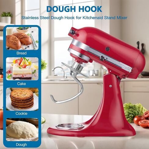 استبدال عجين العجين الفولاذ المقاوم للصدأ الجديد K45DH ، يناسب Kitchenaid 4.5-5 Quart-Tilt Head Stand Model: KSM150/ K45SS ، استبدال PS11757067/ PS974265 in Saudi Arabia