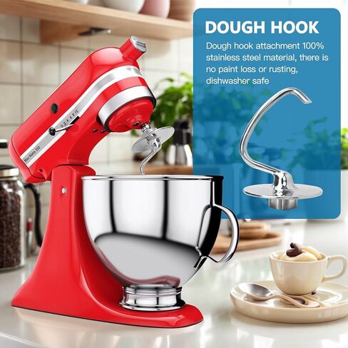 استبدال عجين العجين الفولاذ المقاوم للصدأ الجديد K45DH ، يناسب Kitchenaid 4.5-5 Quart-Tilt Head Stand Model: KSM150/ K45SS ، استبدال PS11757067/ PS974265 in Saudi Arabia