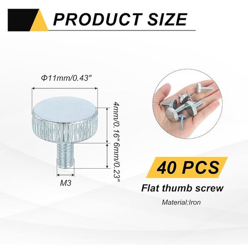 MECCANIXITY 24 PCS M6x18mm Flat Knurled Head Thumb Screws,Solid Iron Fully Threaded Thumbscrew Bolts Fasteners for Lighting Household Appliances Electronic Equipment in Saudi Arabia