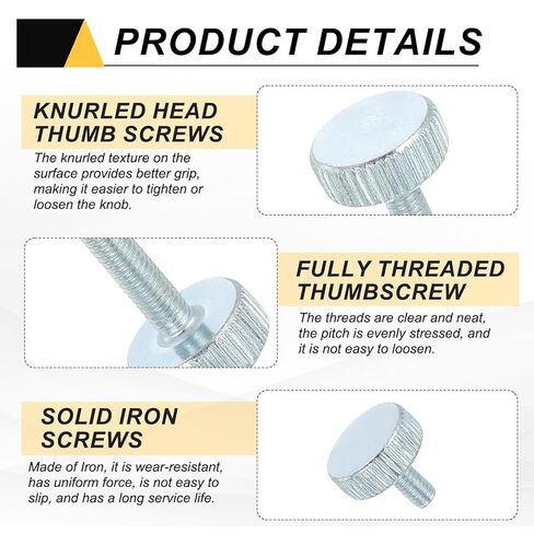 MECCANIXITY 24 PCS M6x18mm Flat Knurled Head Thumb Screws,Solid Iron Fully Threaded Thumbscrew Bolts Fasteners for Lighting Household Appliances Electronic Equipment in Saudi Arabia