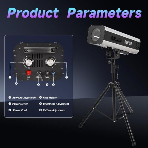 330w Follow Spotlight for Stage, 6 Color Adjustable Aperture and Zoom, with Tripod Mount, Suitable for Wedding and Concert DJ Stage Lighting in Saudi Arabia