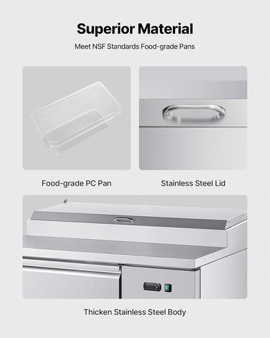الثلاجة التجارية Vevor التجارية ، 44 "W Pizza Prep Breprgerated Table ، 19.3" Fultra Wide Countertop Food Prepridge ، 11 Cu.ft Single Door Prep Prep in Saudi Arabia