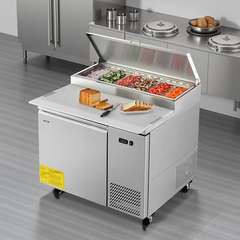الثلاجة التجارية Vevor التجارية ، 44 "W Pizza Prep Breprgerated Table ، 19.3" Fultra Wide Countertop Food Prepridge ، 11 Cu.ft Single Door Prep Prep in Saudi Arabia