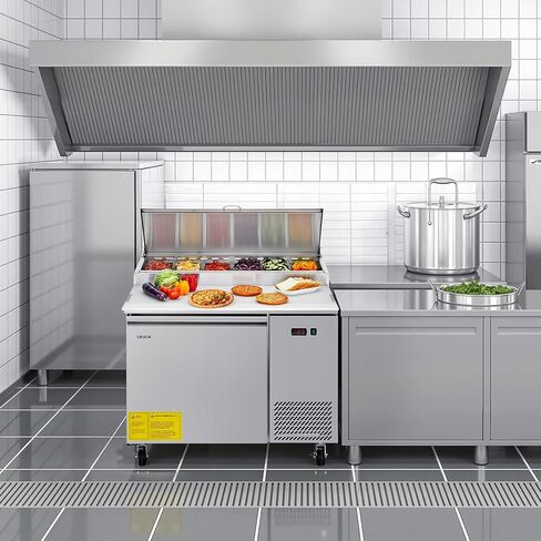 الثلاجة التجارية Vevor التجارية ، 44 "W Pizza Prep Breprgerated Table ، 19.3" Fultra Wide Countertop Food Prepridge ، 11 Cu.ft Single Door Prep Prep in Saudi Arabia
