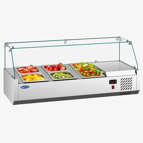 ثلاجة شريط سلطة تجارية مع مقالي 4 × 1/3 GN-170 واط علبة عرض مبردة من أجل الساندويتش ، بوفيه بارد وتخزين الطعام المحمول (0-12 ℃/32-53.6 ℉ ، الفولاذ المقاوم للصدأ) in Kuwait