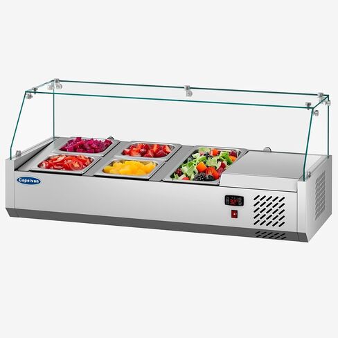 ثلاجة شريط سلطة تجارية مع مقالي 4 × 1/3 GN-170 واط علبة عرض مبردة من أجل الساندويتش ، بوفيه بارد وتخزين الطعام المحمول (0-12 ℃/32-53.6 ℉ ، الفولاذ المقاوم للصدأ) in Kuwait