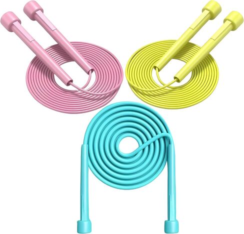 Kids Jump Rope, 3-Pack Set, Jump Rope for Kids 8-12, Beginners, and Adults - Lightweight, Tangle-Free, Adjustable PVC Rope - Jump Rope Kids, Jump Rope for Women (3 pcs) in Saudi Arabia