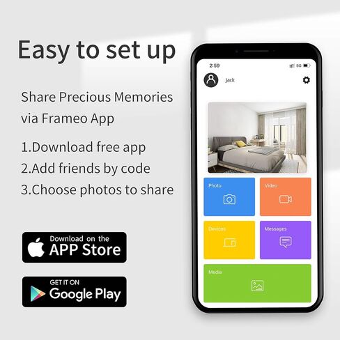 Frameo 10.1 بوصة WIFI إطار الصورة الرقمية ، 1280 × 800 HD IPS اللمس الإطار صورة الصورة الإلكترونية ، التلقائي التلقائي ، الفيديو الذكي واي فاي ، حائط قابل للتركيب ، شارك الصور/مقاطع الفيديو عبر تطبيق Frameo من أي مكان in Saudi Arabia
