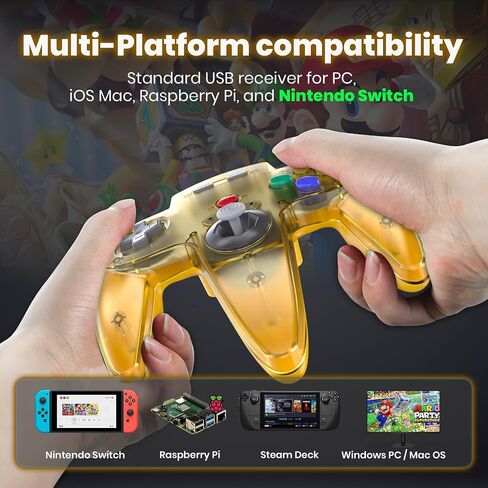 2.4 GHz Wireless N64 Switch Online Controller, USB Receiver & N64 Receiver, Compatible with Windows PC Laptop iOS Mac Raspberry Pi, N64 / Switch Online/NSO - (Rechargeable) (Plug and Play) Gray in Kuwait