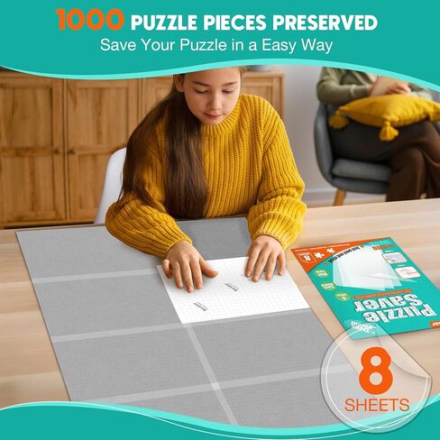 Ultra-Adhesion Transparent Puzzle Glue Sheets, 32 Puzzle Saver Sheets for Preserving Up to 4x1000-Piece Jigsaws in Kuwait