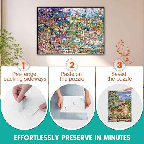 Ultra-Adhesion Transparent Puzzle Glue Sheets, 32 Puzzle Saver Sheets for Preserving Up to 4x1000-Piece Jigsaws in Kuwait