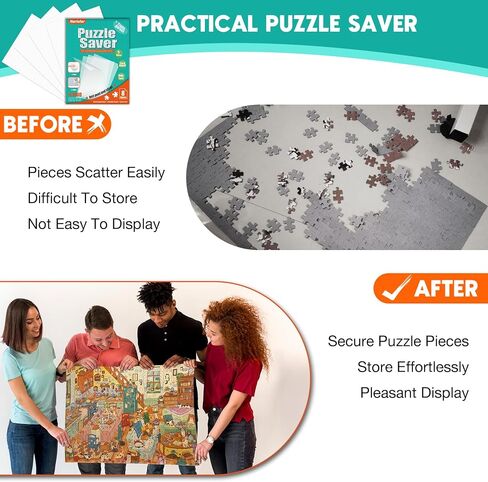 Ultra-Adhesion Transparent Puzzle Glue Sheets, 32 Puzzle Saver Sheets for Preserving Up to 4x1000-Piece Jigsaws in Kuwait