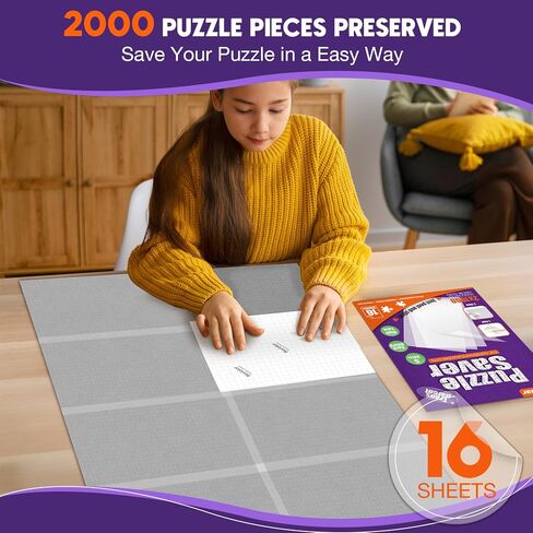 Ultra-Adhesion Transparent Puzzle Glue Sheets, 32 Puzzle Saver Sheets for Preserving Up to 4x1000-Piece Jigsaws in Kuwait