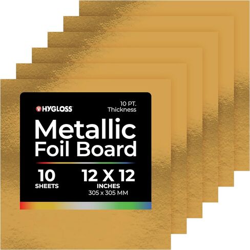 منتجات Hygloss Products Metallic Foil Sheets - 12 × 12 بوصة - الذهب ، 10 حزمة in Saudi Arabia