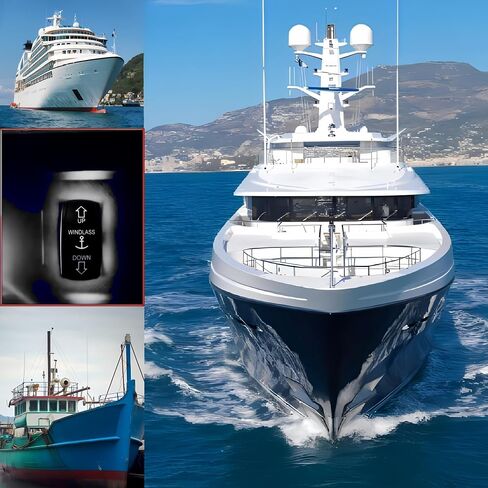 مرساة Windlass لأعلى/لأسفل مفتاح الروك 12V-24V 4 PIN SPDT 3 الموضع (ON) -OFF- (ON) التبديل العكسي لحظة ، مفتاح الروك LED LED LED مع الأسلاك الطائر لسفينة القوارب البحرية Winch (أبيض) in Kuwait