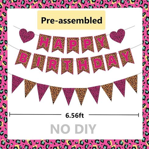 Cheetah Print Birthday Party Decorations,Leopard Happy Birthday Banners for Girls Women Birthday Party Decor Sulpplies in Kuwait